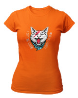 T-Shirt Στενή Γραμμή Γυναικείο - I Am Not Lazy - Color Thumbnail Πορτοκαλί