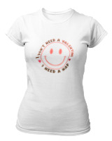 T-Shirt Στενή Γραμμή Γυναικείο - I Dont Need A Valentine - Color Thumbnail ΄Ασπρο