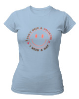 T-Shirt Στενή Γραμμή Γυναικείο - I Dont Need A Valentine - Color Thumbnail Γαλάζιο