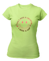 T-Shirt Στενή Γραμμή Γυναικείο - I Dont Need A Valentine - Color Thumbnail Λαχανί
