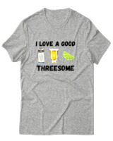T-Shirt Unisex - I Love A Good Threesome - Color Thumbnail Γκρι Μελανζέ