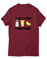 T-Shirt Unisex - I Love A Good Threesome - Color Thumbnail Σκούρο Κόκκινο
