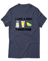 T-Shirt Unisex - I Love A Good Threesome - Color Thumbnail Μπλε Γκρι