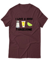 T-Shirt Unisex - I Love A Good Threesome - Color Thumbnail Μπορντό