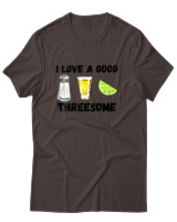 T-Shirt Unisex - I Love A Good Threesome - Color Thumbnail Καφέ