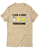 T-Shirt Unisex - I Love A Good Threesome - Color Thumbnail Μπεζ
