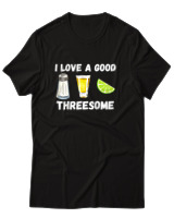 T-Shirt Unisex - I Love A Good Threesome - Color Thumbnail Μαύρο