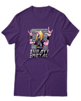 T-Shirt Αντρικό - I Love Heavy Metal - Color Thumbnail Σκούρο Μωβ