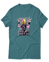 T-Shirt Αντρικό - I Love Heavy Metal - Color Thumbnail Μπλε Πράσινο