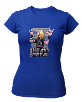 T-Shirt Στενή Γραμμή Γυναικείο - I Love Heavy Metal - Color Thumbnail Μπλε Ρουά