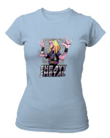 T-Shirt Στενή Γραμμή Γυναικείο - I Love Heavy Metal - Color Thumbnail Γαλάζιο