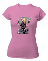 T-Shirt Στενή Γραμμή Γυναικείο - I Love Heavy Metal - Color Thumbnail Ροζ