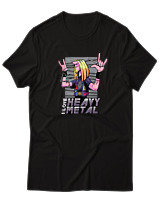 T-Shirt  Γυναικείο - I Love Heavy Metal - Color Thumbnail Μαύρο