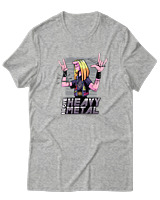 T-Shirt  Γυναικείο - I Love Heavy Metal - Color Thumbnail Γκρί Μελανζέ