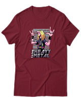 T-Shirt  Γυναικείο - I Love Heavy Metal - Color Thumbnail Σκούρο Κόκκινο