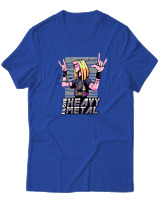 T-Shirt  Γυναικείο - I Love Heavy Metal - Color Thumbnail Μπλέ Ρουά