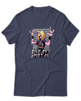 T-Shirt  Γυναικείο - I Love Heavy Metal - Color Thumbnail Μπλέ Γκρί