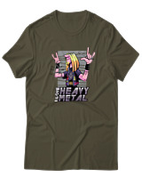 T-Shirt  Γυναικείο - I Love Heavy Metal - Color Thumbnail Χακί