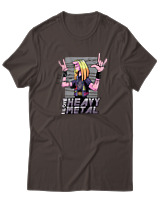 T-Shirt  Γυναικείο - I Love Heavy Metal - Color Thumbnail Καφέ
