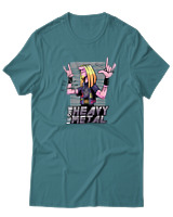 T-Shirt  Γυναικείο - I Love Heavy Metal - Color Thumbnail Μπλέ Πράσινο
