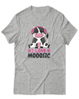 T-Shirt Αντρικό - I Love Mooosic - Color Thumbnail Γκρι Μελανζέ