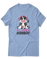 T-Shirt Αντρικό - I Love Mooosic - Color Thumbnail Γαλάζιο