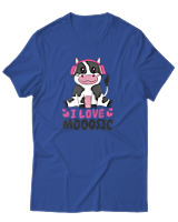T-Shirt Αντρικό - I Love Mooosic - Color Thumbnail Μπλε Ρουά