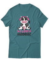 T-Shirt Αντρικό - I Love Mooosic - Color Thumbnail Μπλε Πράσινο