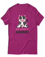 T-Shirt Αντρικό - I Love Mooosic - Color Thumbnail Φουξια
