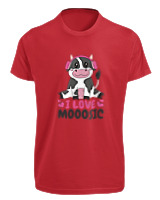 T-Shirt Fit Αντρικό - I Love Mooosic - Color Thumbnail Κόκκινο