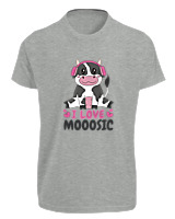 T-Shirt Fit Αντρικό - I Love Mooosic - Color Thumbnail Γκρι Μελανζέ