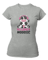 T-Shirt Στενή Γραμμή Γυναικείο - I Love Mooosic - Color Thumbnail Γκρι Μελανζέ