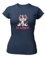 T-Shirt Στενή Γραμμή Γυναικείο - I Love Mooosic - Color Thumbnail Σκούρο Μπλε