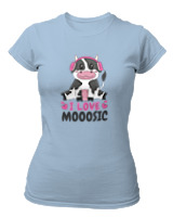 T-Shirt Στενή Γραμμή Γυναικείο - I Love Mooosic - Color Thumbnail Γαλάζιο