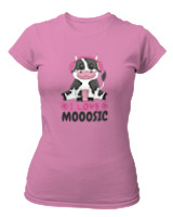 T-Shirt Στενή Γραμμή Γυναικείο - I Love Mooosic - Color Thumbnail Ροζ