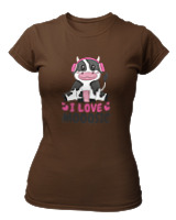 T-Shirt Στενή Γραμμή Γυναικείο - I Love Mooosic - Color Thumbnail Καφέ