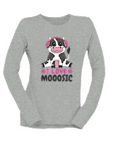 Μακρυμάνικο Μακό Γυναικείο - I Love Mooosic - Color Thumbnail Γκρι Μελανζέ