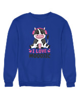 Φούτερ χωρίς κουκούλα Γυναικείο - I Love Mooosic - Color Thumbnail Μπλε Ρουά