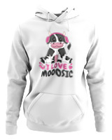 Φούτερ με κουκούλα Γυναικείο - I Love Mooosic - Color Thumbnail ΄Ασπρο