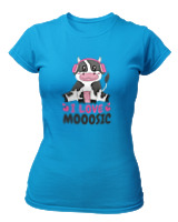 T-Shirt Στενή Γραμμή Γυναικείο - I Love Mooosic - Color Thumbnail Τιρκουάζ