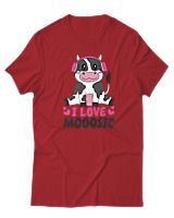 T-Shirt  Γυναικείο - I Love Mooosic - Color Thumbnail Κόκκινο
