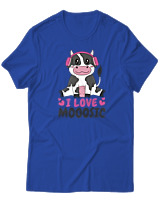 T-Shirt  Γυναικείο - I Love Mooosic - Color Thumbnail Μπλέ Ρουά