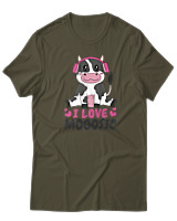 T-Shirt  Γυναικείο - I Love Mooosic - Color Thumbnail Χακί