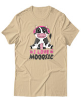 T-Shirt  Γυναικείο - I Love Mooosic - Color Thumbnail Μπέζ