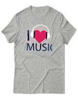 T-Shirt Αντρικό - I Love Music - Color Thumbnail Γκρι Μελανζέ