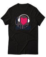 T-Shirt Αντρικό - I Love Music - Color Thumbnail Μαύρο
