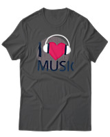 T-Shirt Αντρικό - I Love Music - Color Thumbnail Ανθρακί