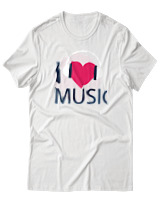 T-Shirt Αντρικό - I Love Music - Color Thumbnail Άσπρο