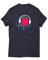 T-Shirt Αντρικό - I Love Music - Color Thumbnail Σκούρο Μπλε