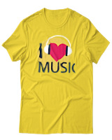 T-Shirt Αντρικό - I Love Music - Color Thumbnail Χρυσό Κίτρινο